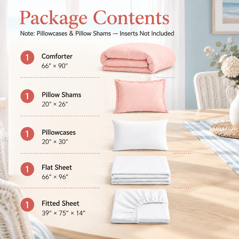 Pinkforter Set With Sheets - 5 Pieces Bed In A Bag - Walmart.com