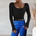 thumbnail image 2 of PMUYBHF Combinaison Chandail pour Femmes Couleur Unie Col en U Tricoté Chandail Col Roulé TG, 2 of 5