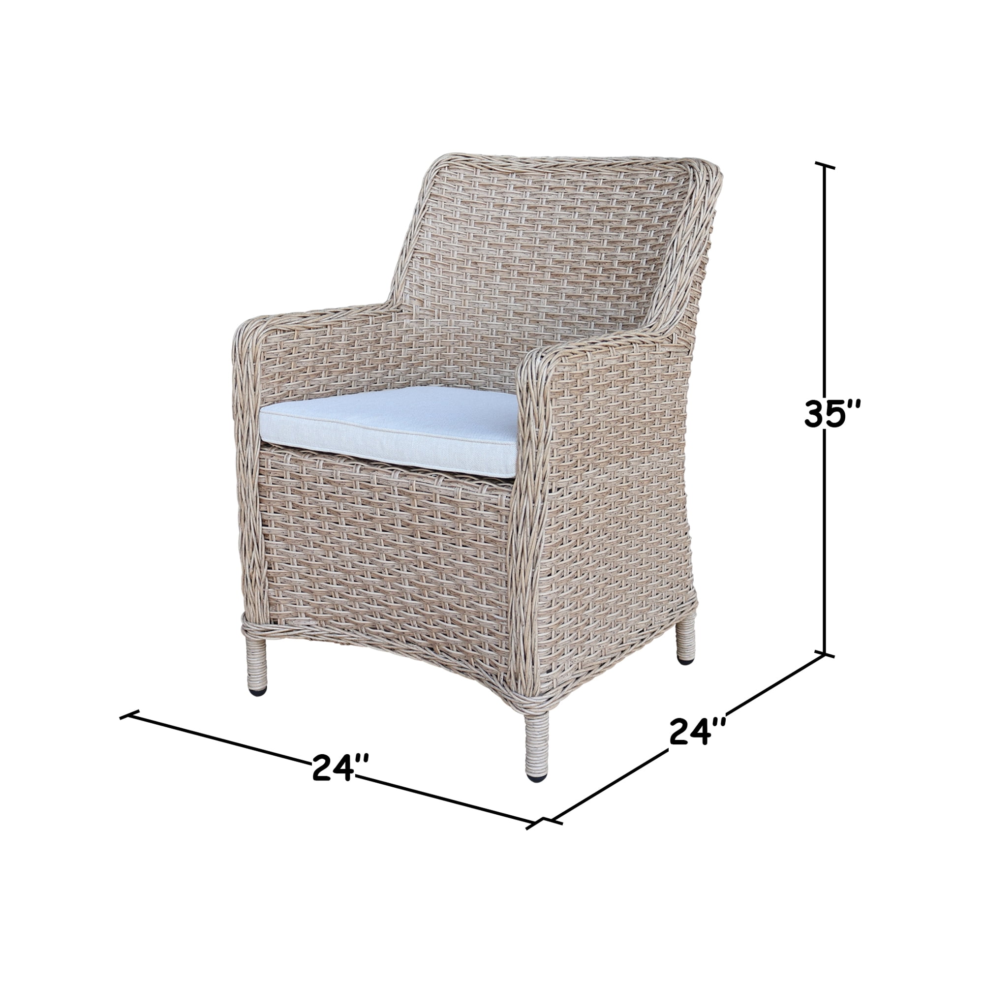 International Concepts Commercial Grade Outdoor Patio Dining Chair with All-Weather Wicker and 2-Inch Quick-Dry Cushion