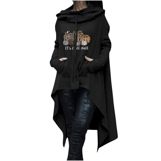 Hauts à Capuche pour Femmes Automne Citrouille Graphique Chandails en Molleton à Capuche Pulls Manches Longues avec Poche