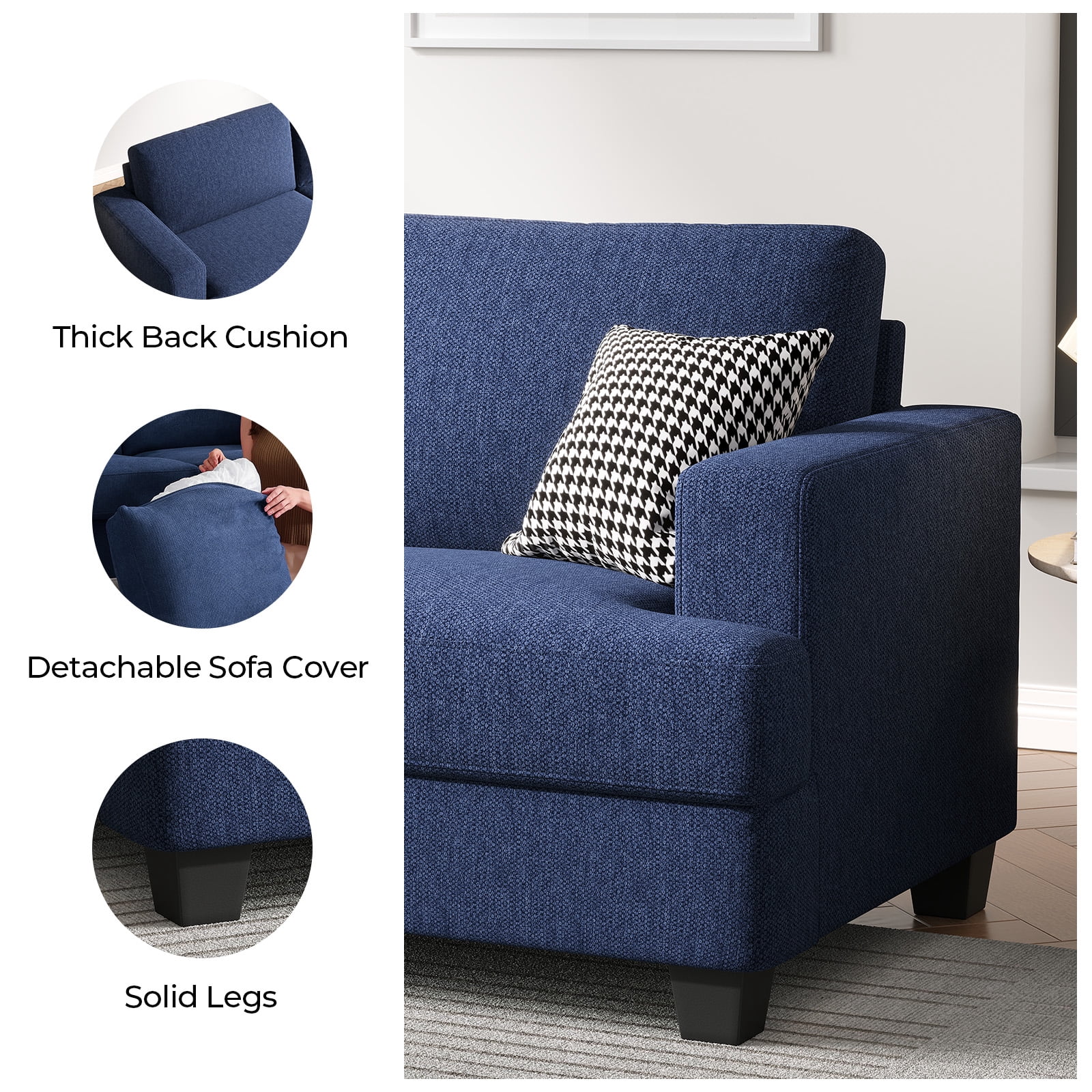 BLAZANT 84” Loveseat Sofa, High Resilience Loveseat Sofa, Linen Fabric 2 Seat Sofa Couch with Wooden Frame& Upholstered Cushion, Modern Deep Seat Sofa for Bedroom Office