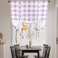 thumbnail image 4 of Purple Lavender Tie Up Curtain 63 Inches Long, Watercolor Spring Floral Butterfly Purple Buffalo Plaid Balloon Style Kitchen Window Curtain Over Sink, Small Window Rod Pocket Curtain 46"x63", 4 of 9