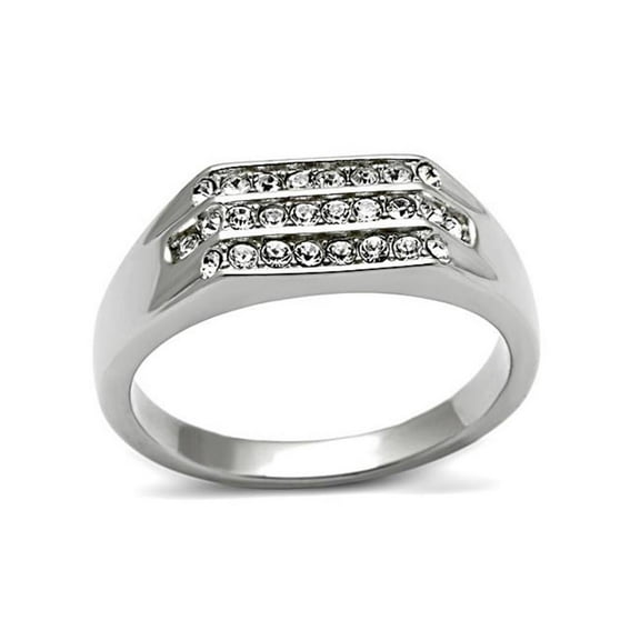 Men's .26 Ct Cubic Zirconia High Polished Stainless Steel 316 Ring Size 10