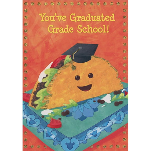 Designer Greetings Smiley Face Taco Grade School Graduation Congratulations Card