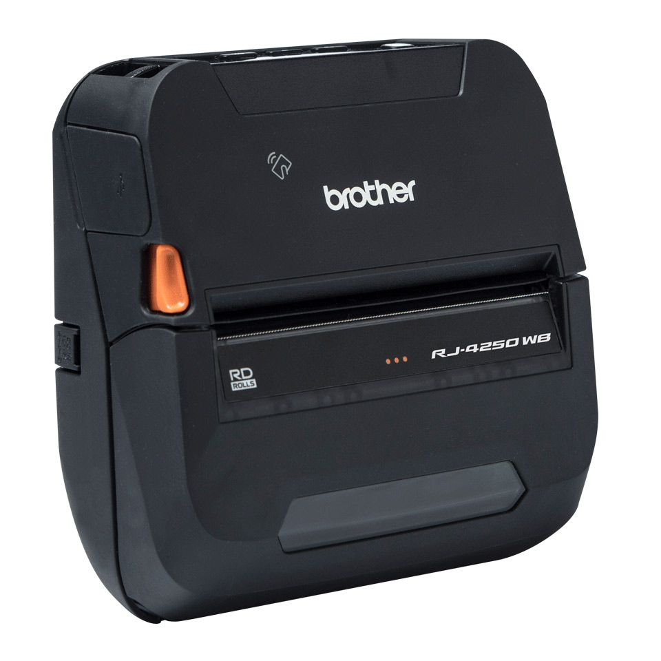Brother RJ-4250WB Mobile Label Printer – Bluetooth & Wi-Fi, AirPrint iOS, Portable, Direct Thermal, Monochrome Printing