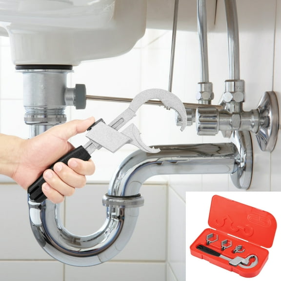 Universal Adjustable Double Ended Sink Wrench Large Opening Under Sink Wrench Faucet Tool Multifunctional Bathroom Wrench for Plumbing Automotive and Industry