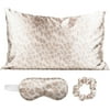 Kitsch Satin Sleep Set |1 Satin Pillowcase, 1 Satin Eye Mask and 1 Satin Volume Scrunchie (Leopard)