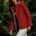 thumbnail image 5 of FRSASU Women's Softshell Hooded Jacket Full Zip Water Resistant Windproof Lightweight Outdoor Coat with Pockets Red, 5 of 9