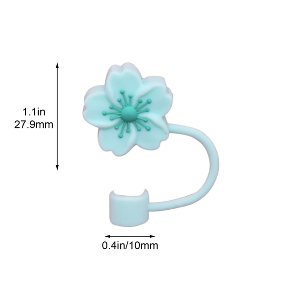 Rkxzt Straw Cap Silicone Straw Cover 10mm Diameter Splash Proof Reusable Water Bottle Topper with Flower Design Kitchen Supplies|Silica Gel,Light Blue