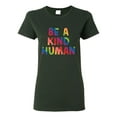 thumbnail image 1 of Wild Bobby Be A Kind Human Positive Inspirational Slogan Inspirational/Christian Women Graphic Tee, Forest Green, Small, 1 of 6