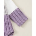 thumbnail image 6 of KIMI BEAR 12 Months Infant Baby Girls Outfit Set 18 Months Clothes Ruffle Long Sleeves Color Block Romper Bowknot Pants with Headband and Hat 4pcs Winter Clothing Purple, 6 of 9
