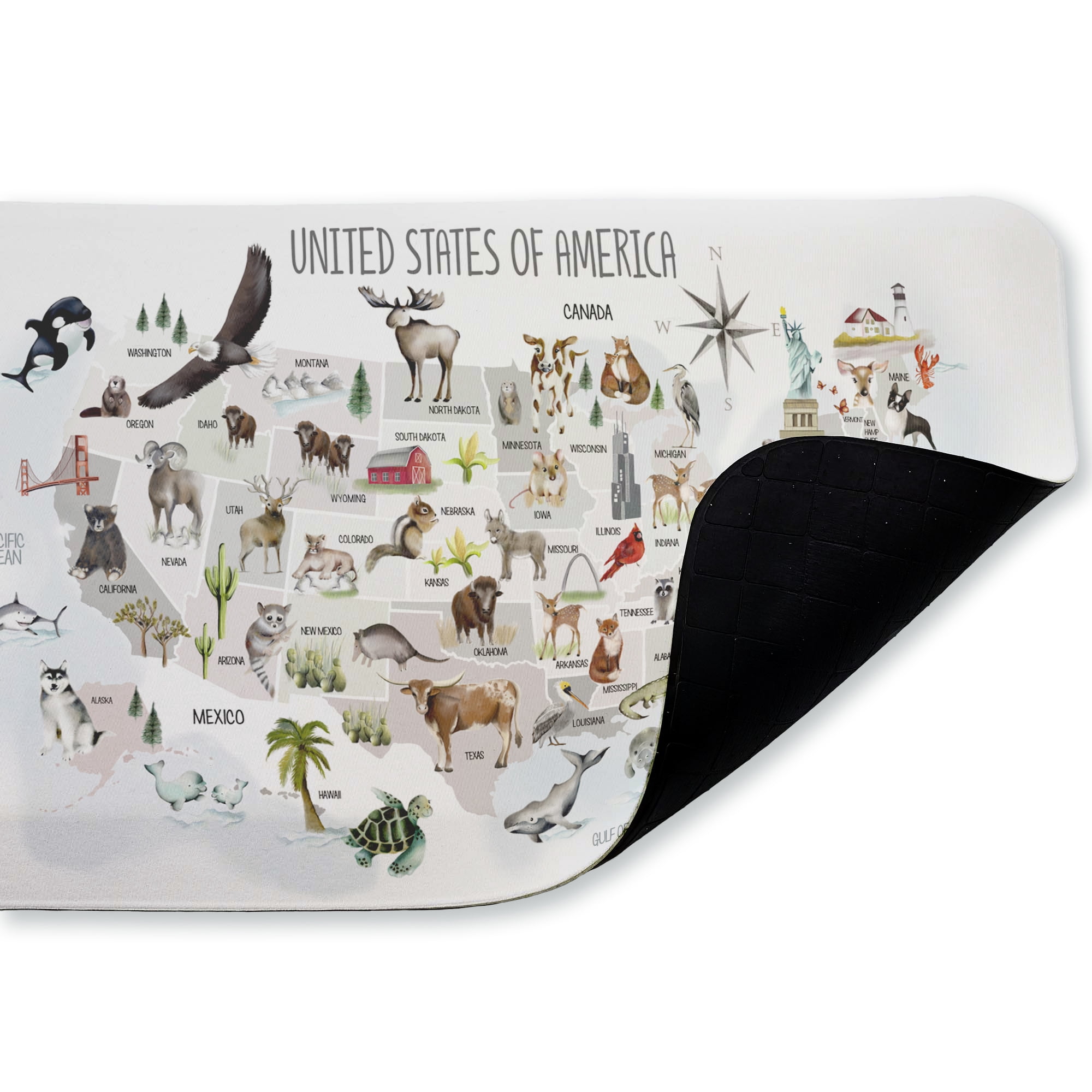 Stupell Industries United States Animal Locations Printed Anti-Fatigue Floor Mat, design by Studio Q