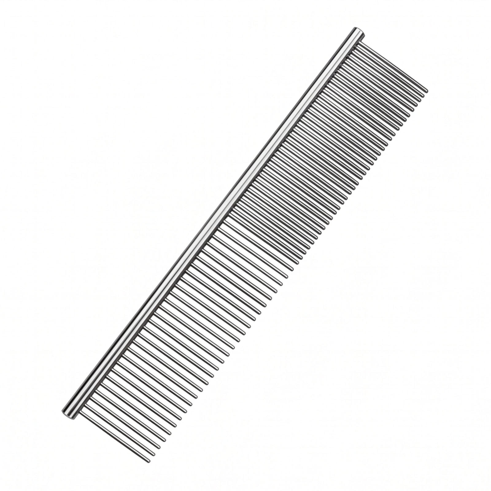 Dog and Cat Grooming Stainless Steel Pet Comb, Rounded Teeth Comb for Long, Short, Thick & Fine Coat, Large 7.48 in, 1 Pack