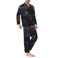 thumbnail image 2 of Fuzoiu Blue and Red Roses Artwork Print Men's Long-Sleeved Pajama,Lounge Button Down Nightwear,Mens Notch Collar Pajama Set -X-Large, 2 of 7