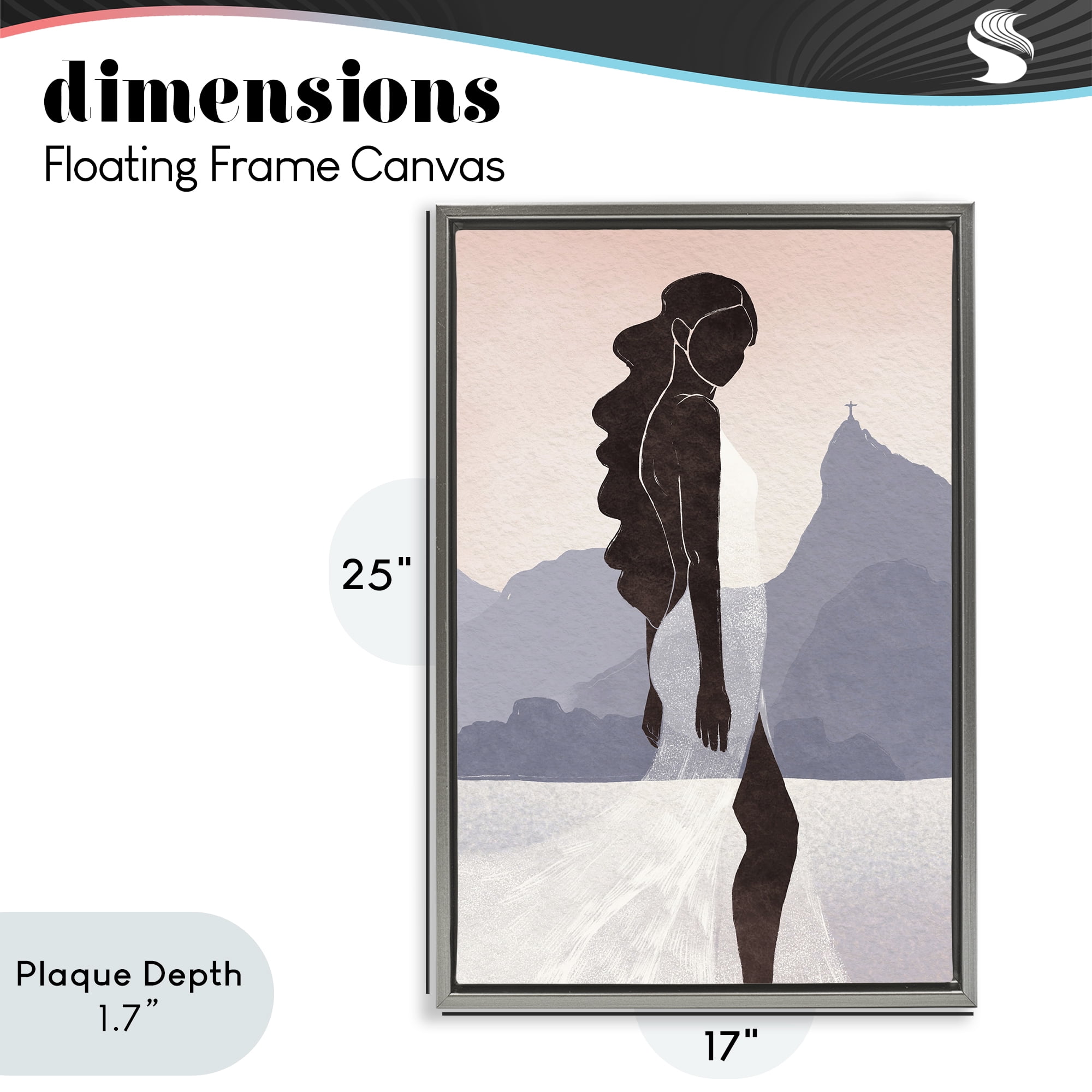 Stupell Industries Garota Silhouette Portrait Gray Framed Floater Canvas Wall Art, design by Yuyu Pont