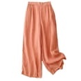 thumbnail image 5 of Women's Spring Summer Embroidered Wide Leg Pants Cotton Linen High Waist, 5 of 6