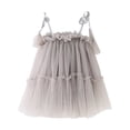 thumbnail image 4 of Bmisegm Toddler Dress Holiday Tie Strap Square Neck Tiered Solid Skirt Flowy Casual Basic Dresses for Girls 2-3 Years, 4 of 5