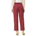 thumbnail image 3 of INSPIRE CHIC Women's Plaid Elastic Waist Button Zipper Straight Leg Long Pants L Red, 3 of 5