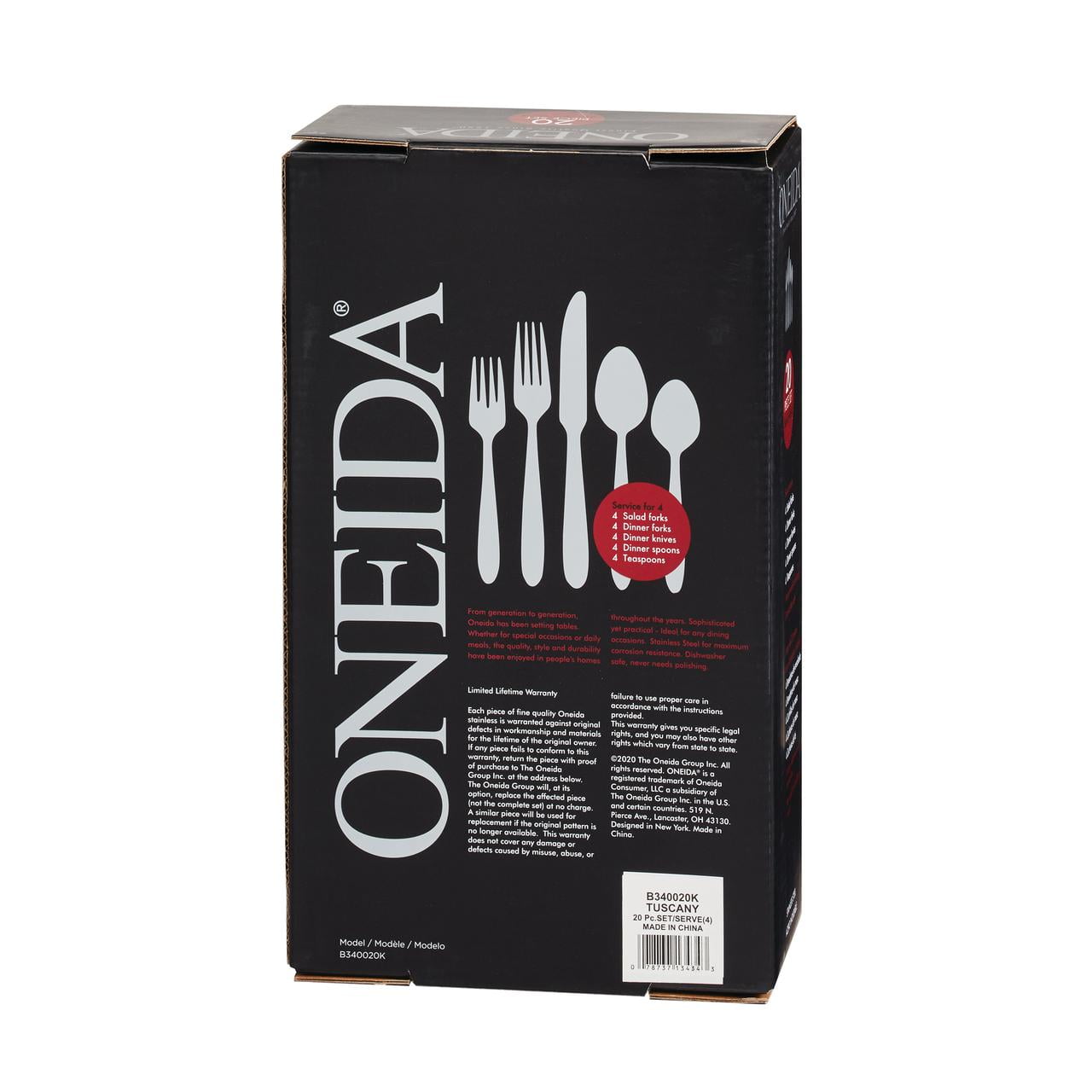 Oneida Legend 20 Piece Casual Flatware Set, Service for 4