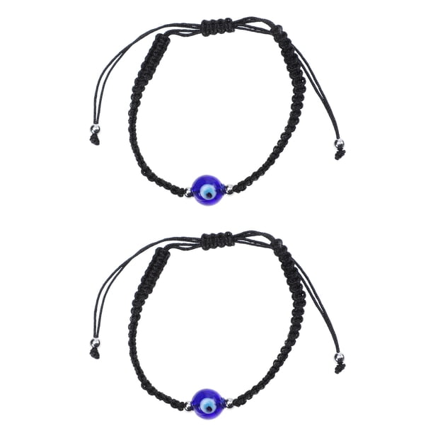 2 Unids Pulsera de ojo malvado Ajustable Braided Rope Pulsera Regalo para hombres Mujeres Chicas