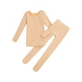 thumbnail image 3 of Linjinx Kids Girls Base Layers Warm Underwear Set Long Sleeve Fleece-Lined Undergarments Undershirt A Nude M, 3 of 7