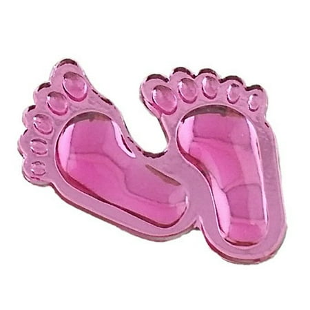 144 baby feet capias embellishment Footprint Acrylic Charm - Fuchsia hot pink