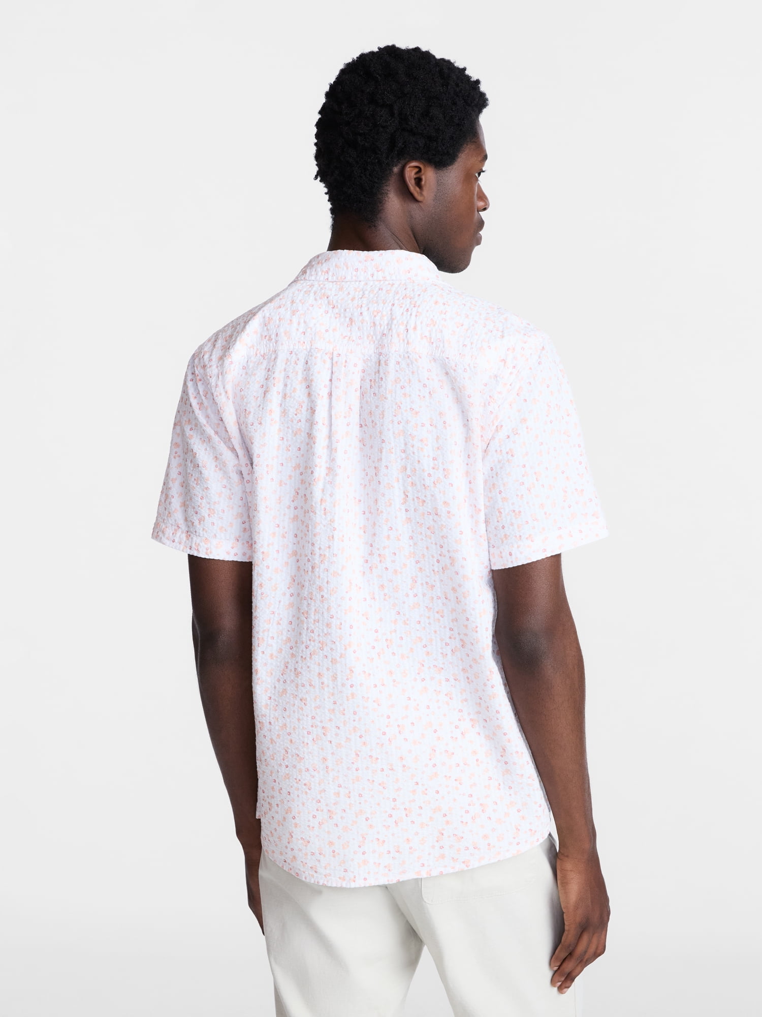 George Men's & Big Men's Modern Fit Seersucker Button Up Shirt with Short Sleeves, Sizes XS-5XL