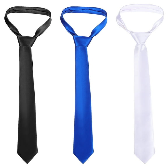3 Pcs Satin Ties for Men Solid Color Smooth Touch Formal Neckties Suit Accessories Ties for Wedding Banquet Parties