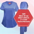 thumbnail image 5 of M&M SCRUBS Women's Ultra Soft Stretch Mock Wrap Scrub Top and Pants 82019200 (Ceil Blue, XXX-Large), 5 of 7