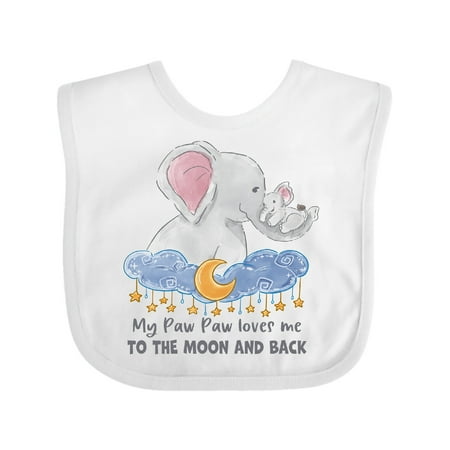 

Inktastic My Paw Paw Loves Me to the Moon and Back Elephant Family Gift Baby Boy or Baby Girl Bib