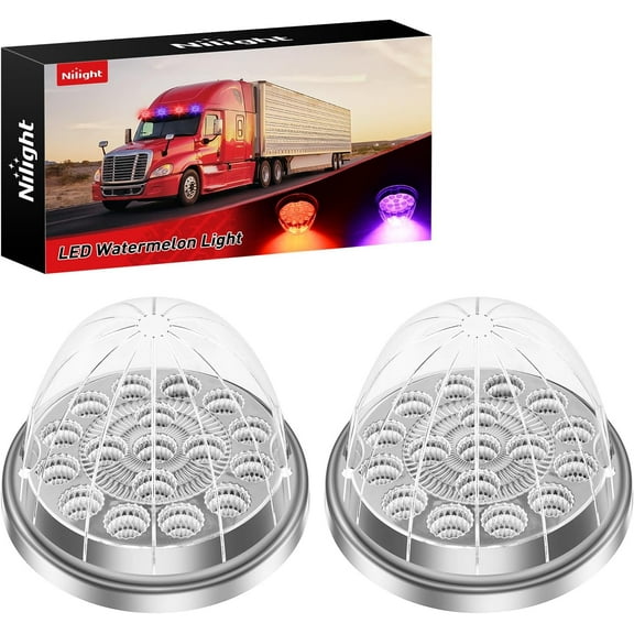 Nilight Watermelon Light 17 LED Dual Color 2PCS Stainless Steel Bezel Red to Purple Side Turn Signal Lights 4 Plug IP68 Waterproof for Trailer Truck Pickup Camper RV ATV UTV Boat
