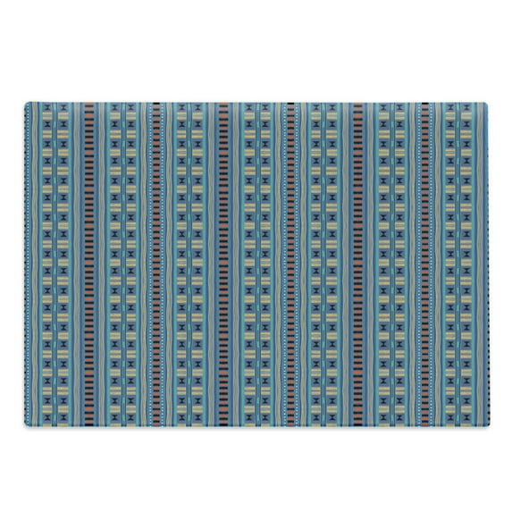 Folk Cutting Board, Colorful Abstract Style Pattern with Stripes and Triangles, Decorative Tempered Glass Cutting and Serving Board, in 3 Sizes, by Ambesonne