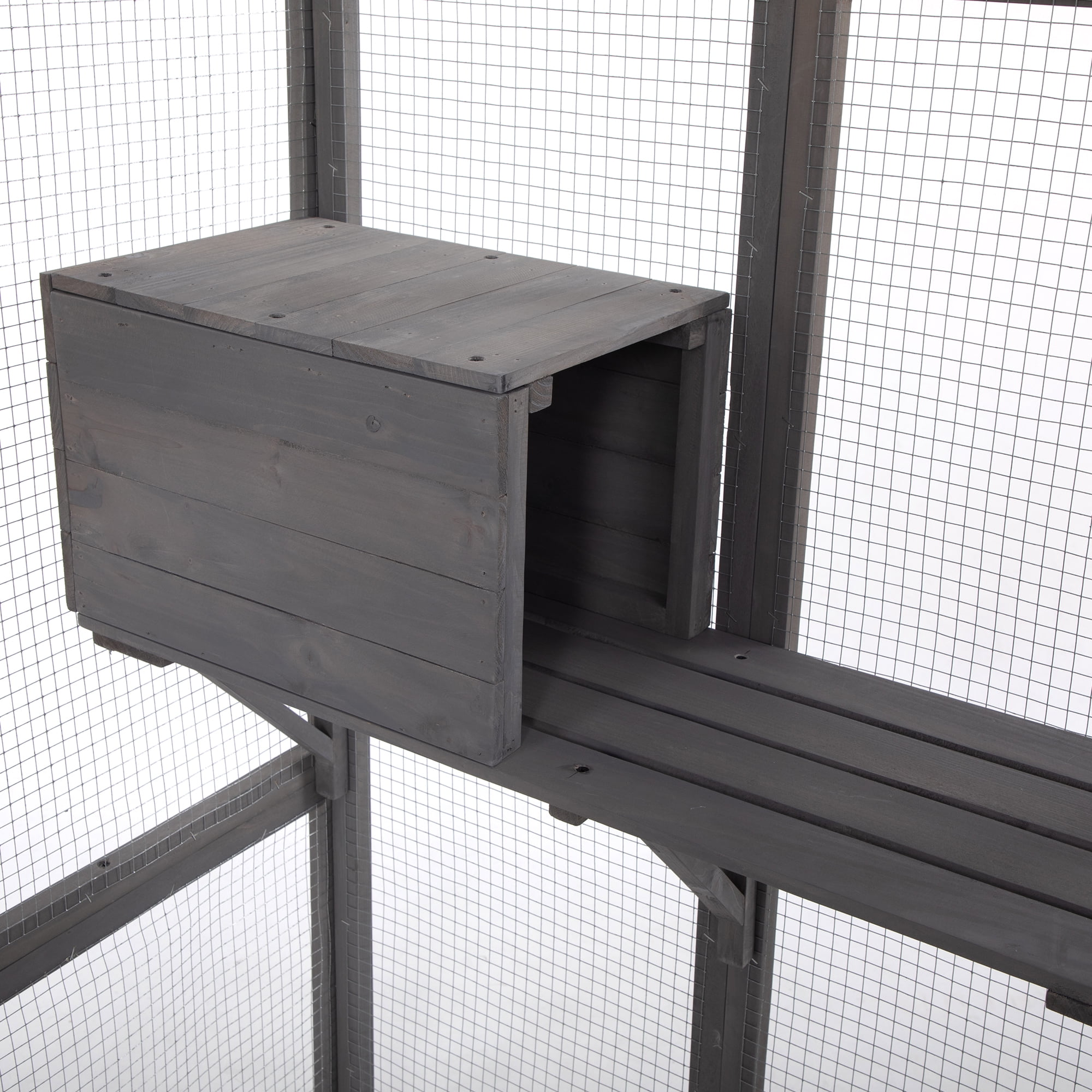 Pefilos 70" Outdoor Cat House Large Cat Shelter Enclosures Wood Animal Cage with 6 Platforms, Gray Pefilos 70" Outdoor Cat House Large Cat Shelter Enclosures Wood Animal Cage with 6 Platforms, Gray