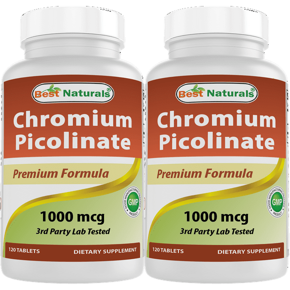 2 Pack Best Naturals Chromium Picolinate 1000 mcg 120 Tablets