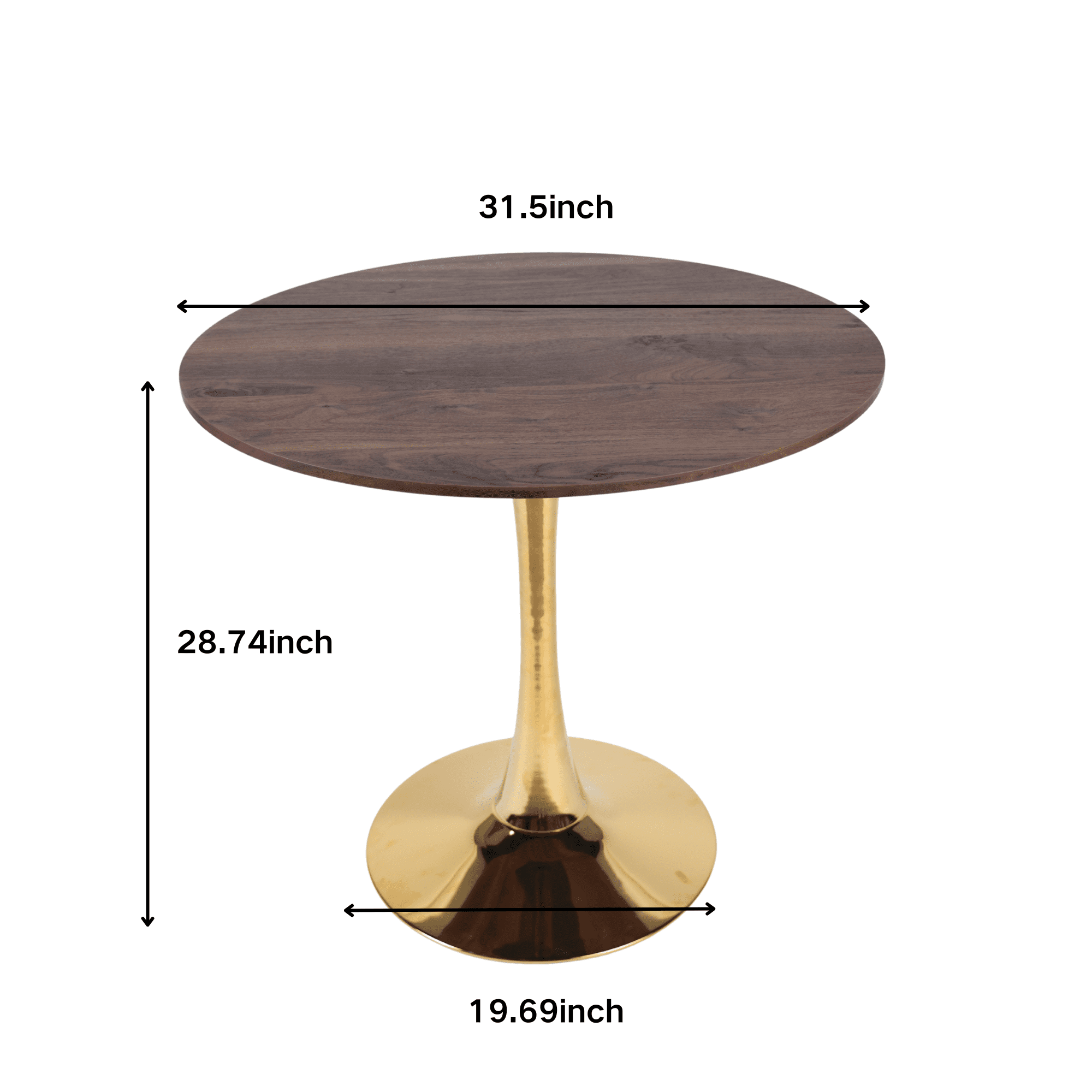 Euroco 31.5" Round Dinning Table for 4,Modern Kitchen Table with Metal Pedestal Base & Tulip Design for Dining, Tea & Lounge,Sturdy Base,Walnut