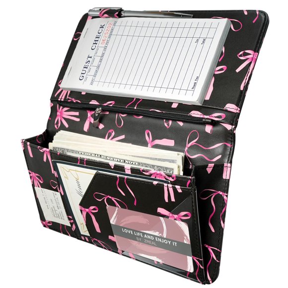 Libro de servidor Zreal Cute para camareros en restaurantes, color negro