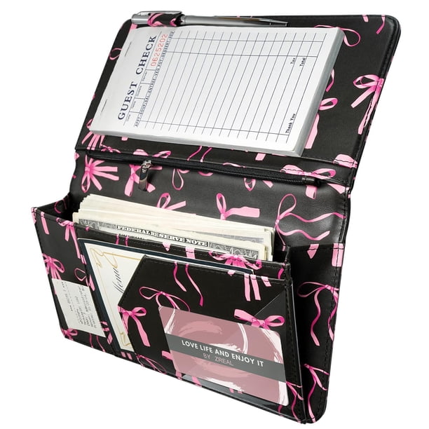 Libro de servidor Zreal Cute para camareros en restaurantes, color negro