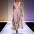 thumbnail image 2 of Wxolcjlv Womens Chiffon Dress Floral Print Sleeveless Deep V-Neck Flowy A-Line Casual Maxi Dresses, 2 of 4