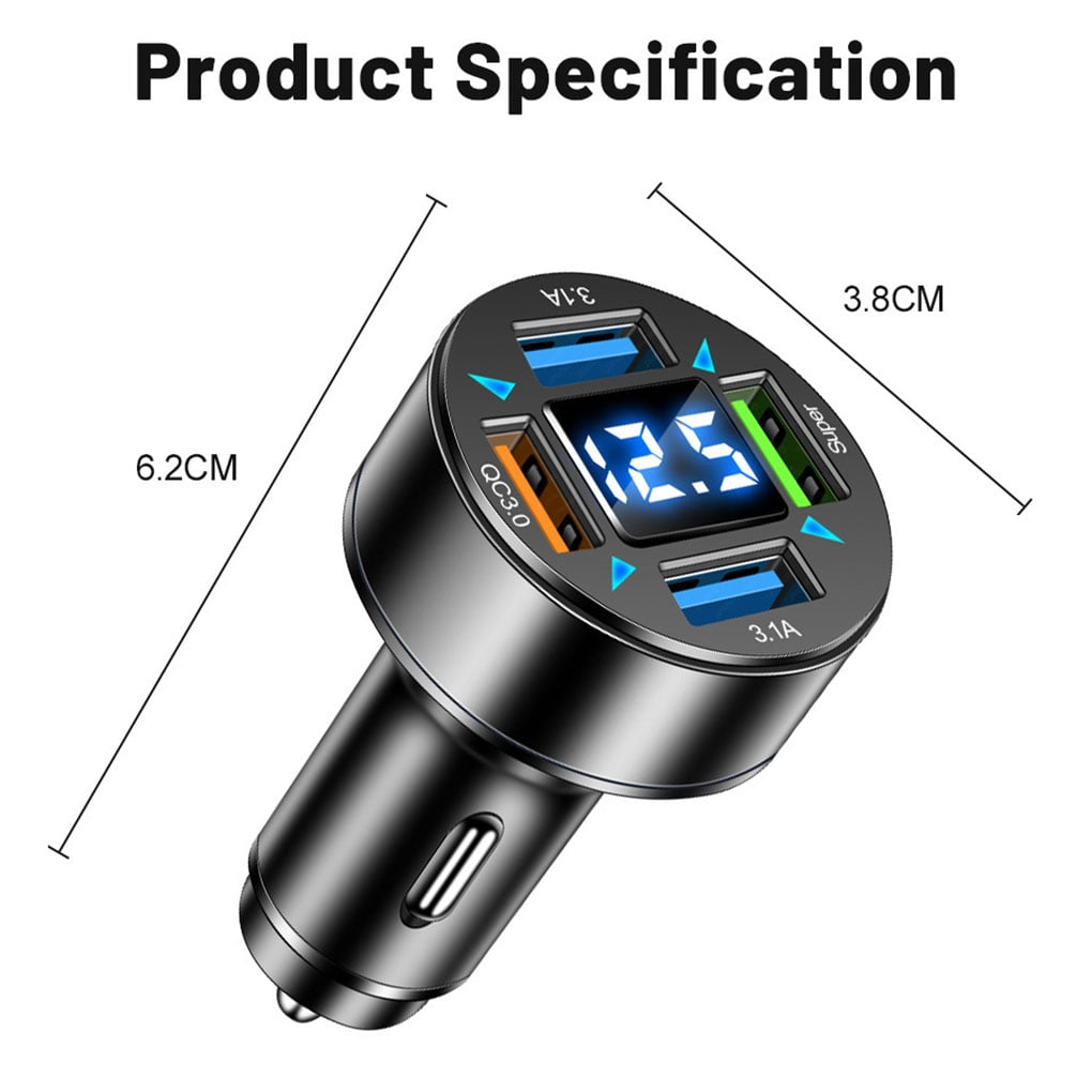 VONKY Fast Charging Car Charger Adapter For Phone With LED Lights Just Connect To Car Lighter Socket. white