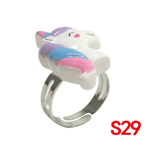 Anillo de aleación ajustable con dibujos animados para niños de estilo transfronterizo, lindo anillo de sirena con unicornio para niña