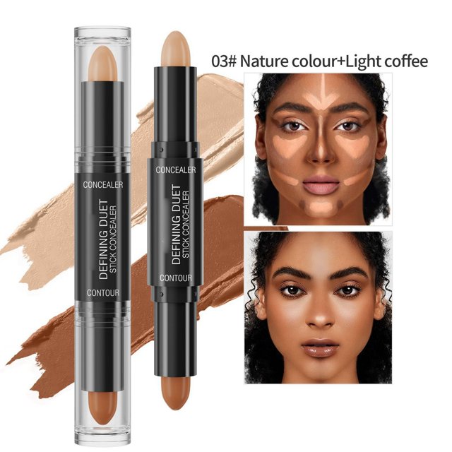 SIfdSeng Dual Ended Stick Nose Shadow Highlight Brighten Natural Three Concealer Pen Stick Foundation