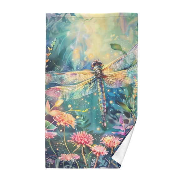 Dragonfly Garden Flowers Hand Towel Bath Towels Face Towels Cotton Absorbent for Home Hotel Spa Swimming Yoga Sports