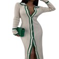 thumbnail image 2 of Knit Long Dress with Button Down and Lapel for Women, 2 of 9