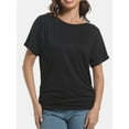 thumbnail image 2 of Womens Casual T Shirts Dolman Short Sleeve Shirts Boat Neck Ruched Tops Summer Lightweight Clothes, 2 of 6