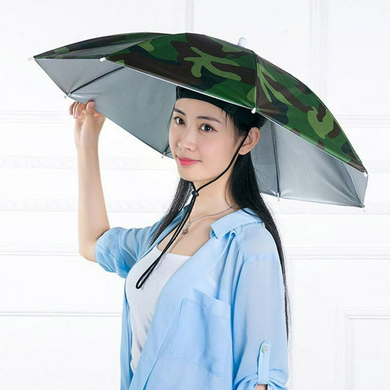 SJENERT 27'' Umbrella Hats Elastic Fishing Gardening Folding Umbrella Hat  Headwear Fishing Cap Beach Umbrella Headband