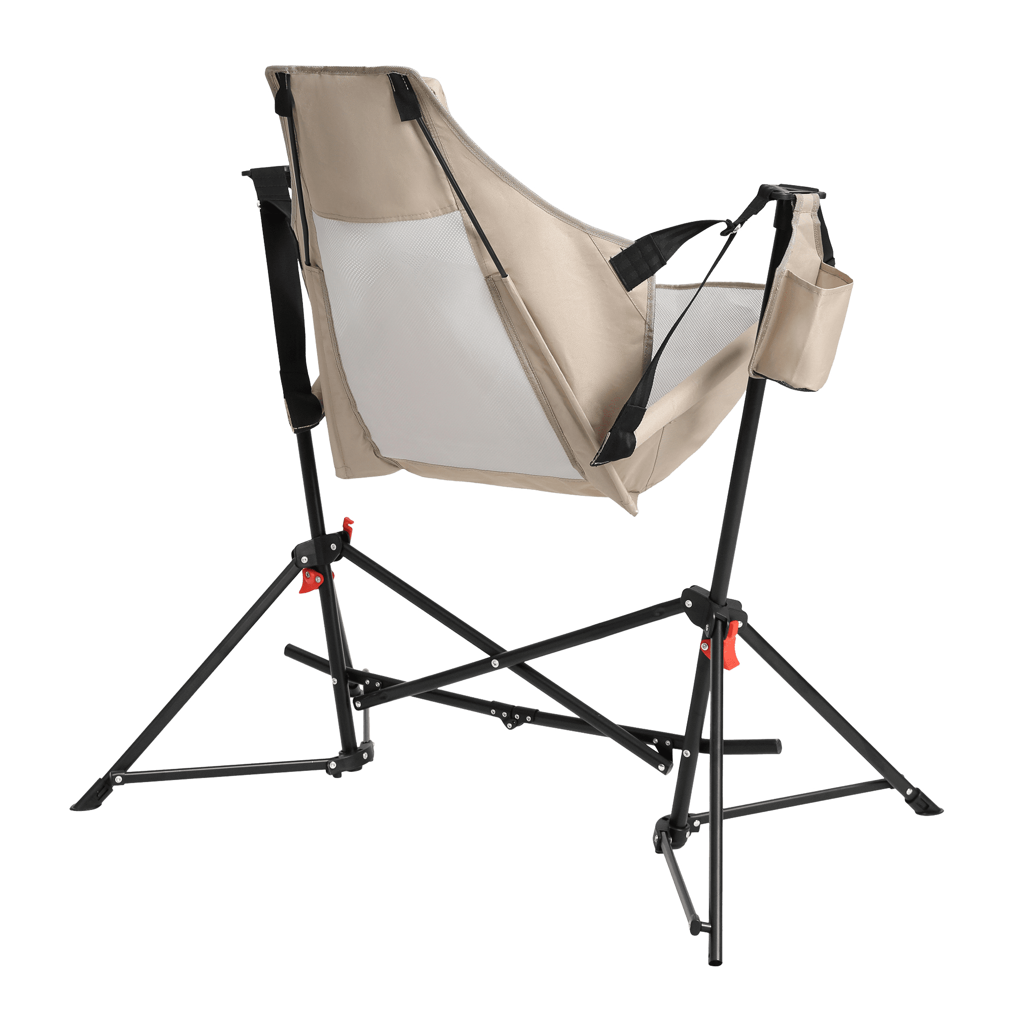 Leumius Hammock Camping Chair,Oversized Folding Camping Chair with Pillow Cup Holder, Recliner with Carry Bag for Outdoor Travel Lawn Backyard,Khaki