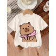 thumbnail image 1 of Cute And Stylish Capybara Print T-Shirt for Girls, 1 of 5