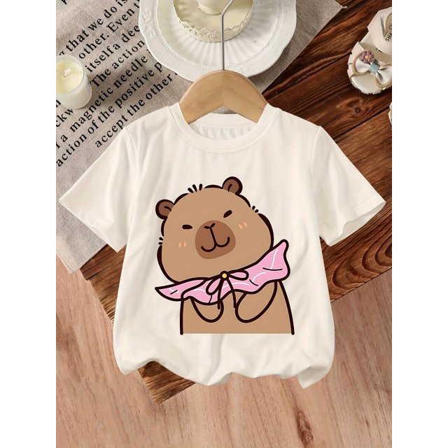 Cute And Stylish Capybara Print T-Shirt for Girls