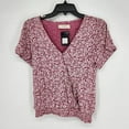 thumbnail image 2 of Lucky Brand Women's Wrap Rayon Printed Surplice Top Pink Multi Size XS NWT, 2 of 5