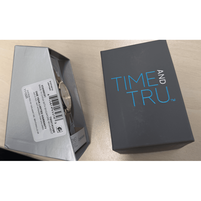Time & Tru Ladies 34mm Gold Tone Dial Brown Strap Watch  display picture 1